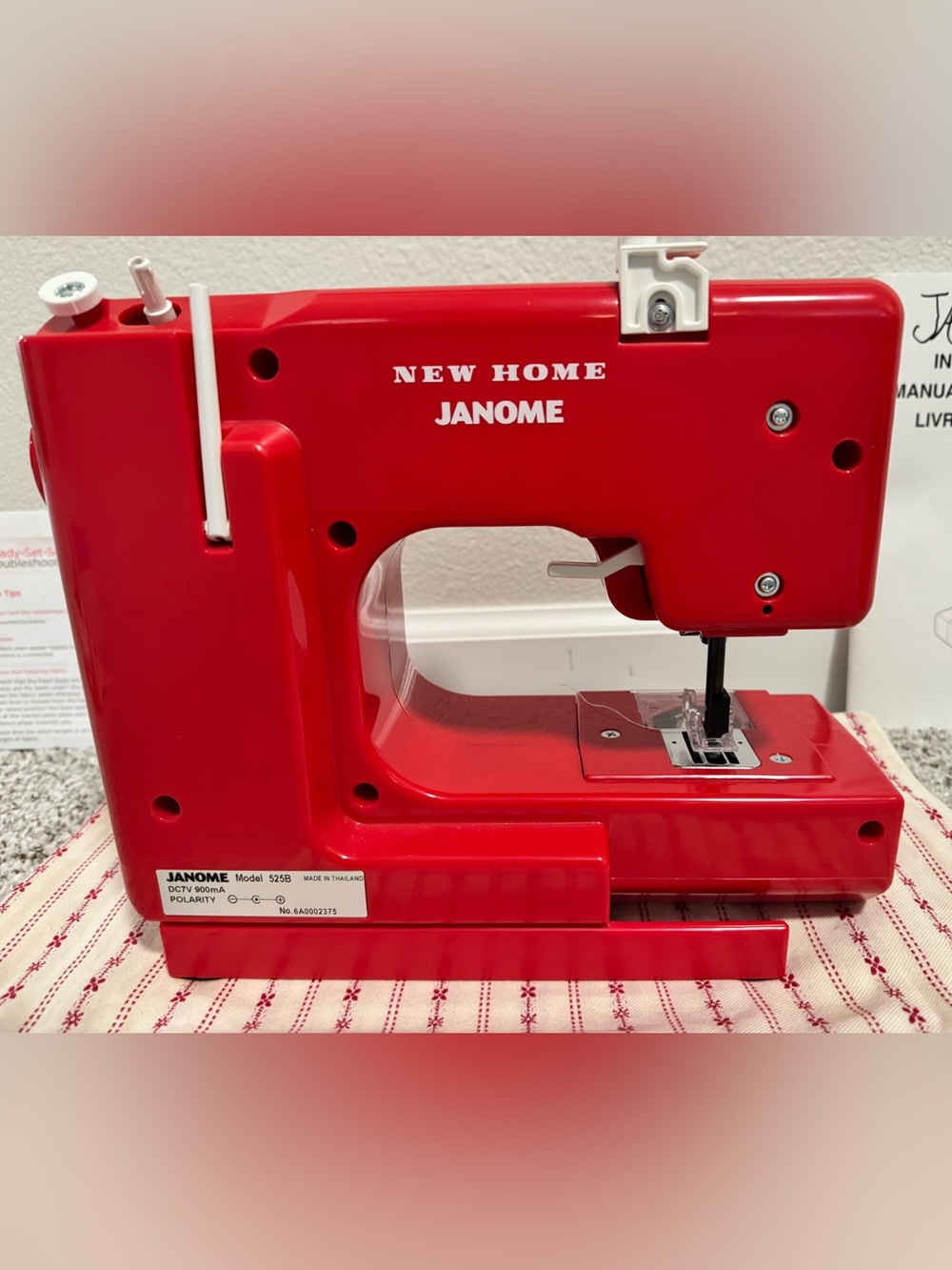 Janome New Home Sewing Machine – Bandana Red, Barely Used, Tons of Extras - Picture 5 of 6